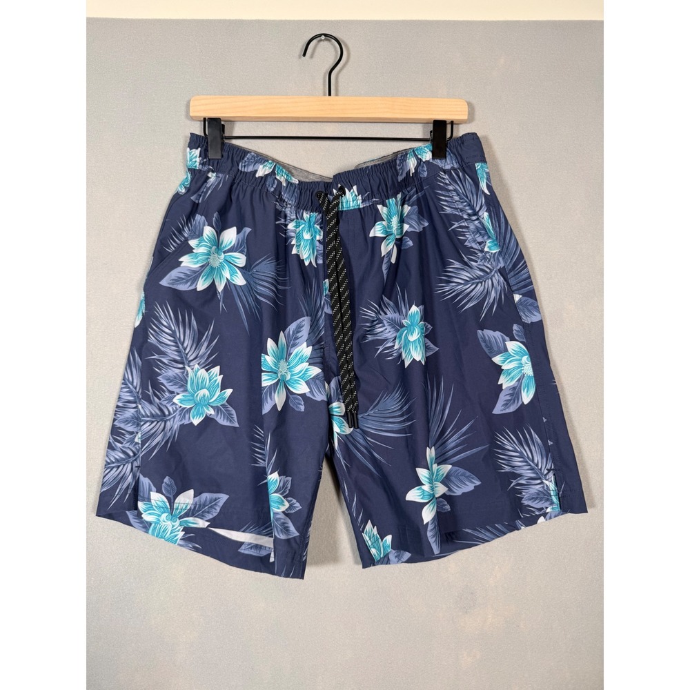 Hurley Mens Tropical Floral Board‎ Shorts Navy Blue Teal Swim Trunks Size L XL